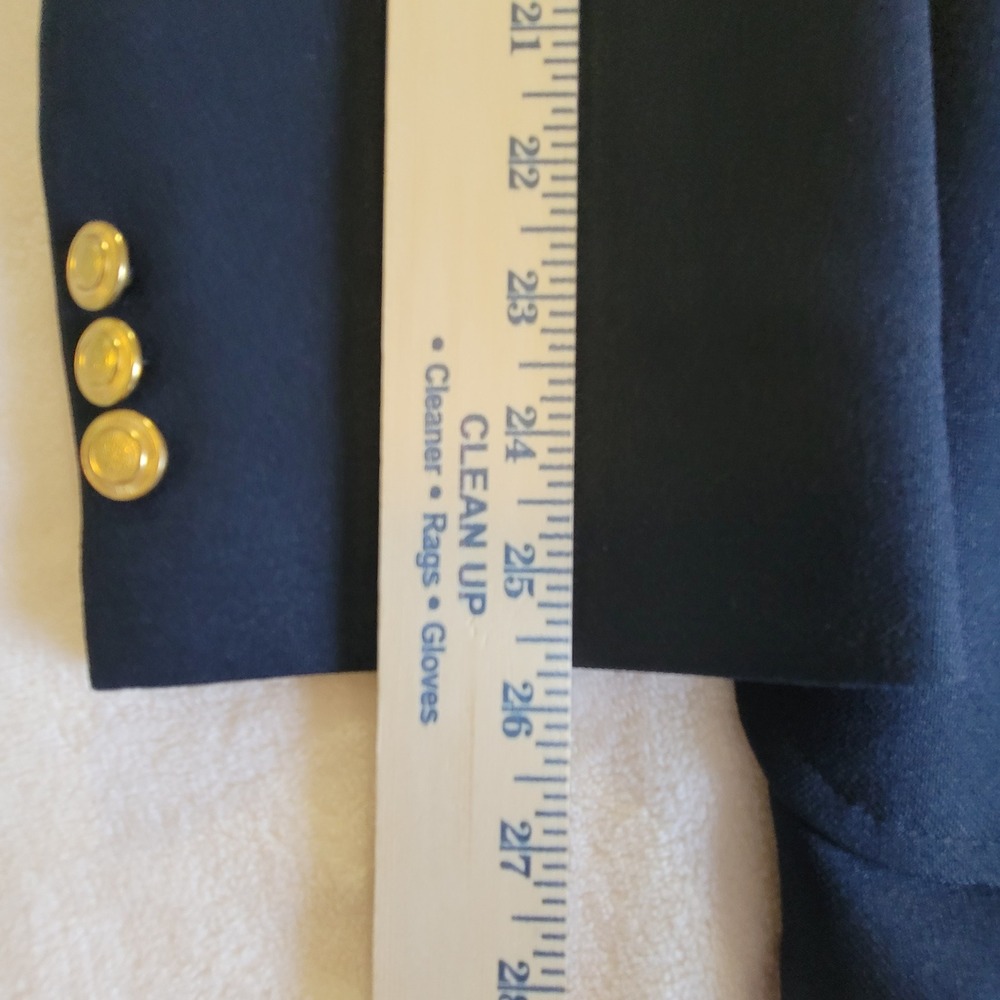 Perma-Prest Blazer Jacket Mens 46R Navy Gold Button Dacron Polyester Vintage - Picture 12 of 16